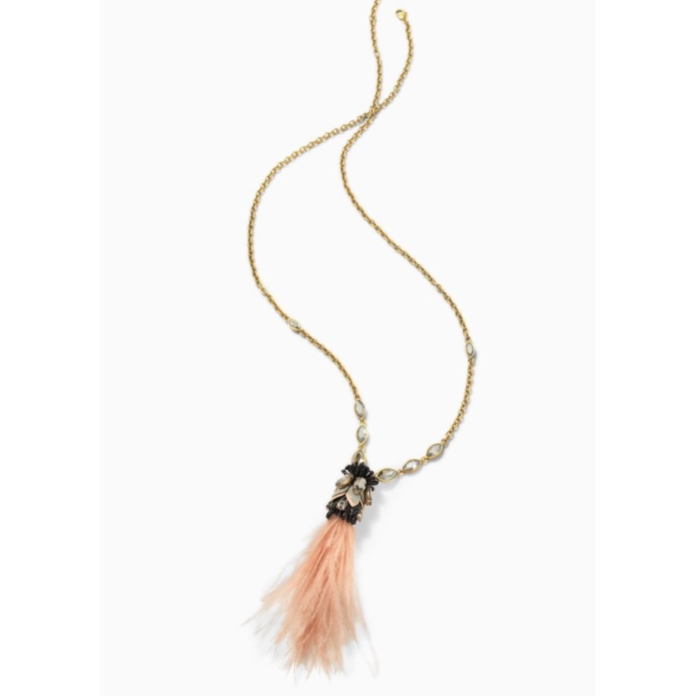 Stella & Dot Gold Necklace with Feather Pendant